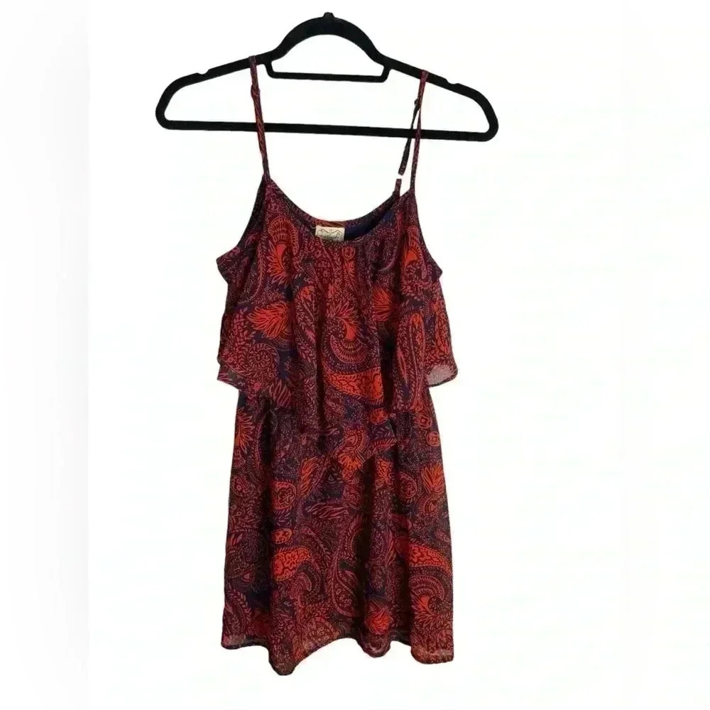 Eyelash couture red and blue design tank dress‎ size small